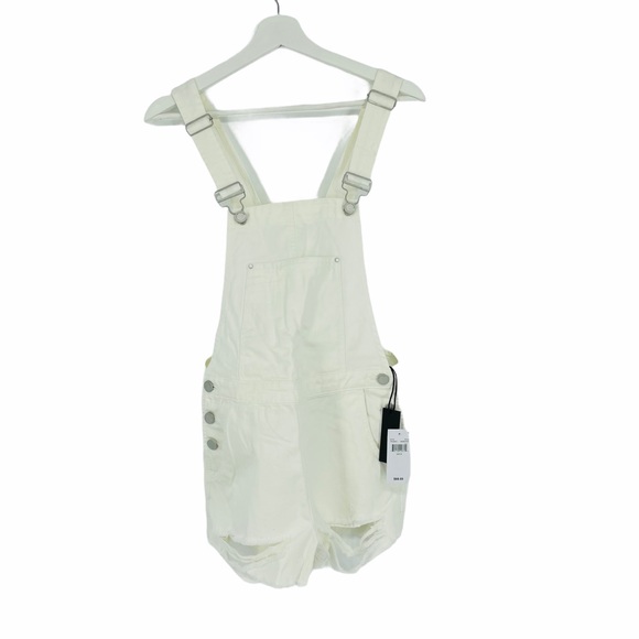 BlankNYC White Overall Distressed Shorts - I114